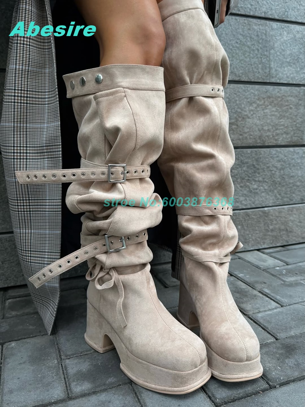 Women Beige Faux Suede Platfor - огляд і ціна Street Fashion Y2K