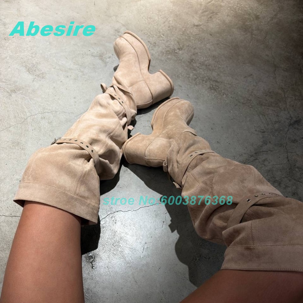 Women Beige Faux Suede Platfor - огляд і ціна Street Fashion Y2K