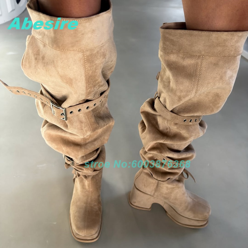 Women Beige Faux Suede Platfor - огляд і ціна Street Fashion Y2K
