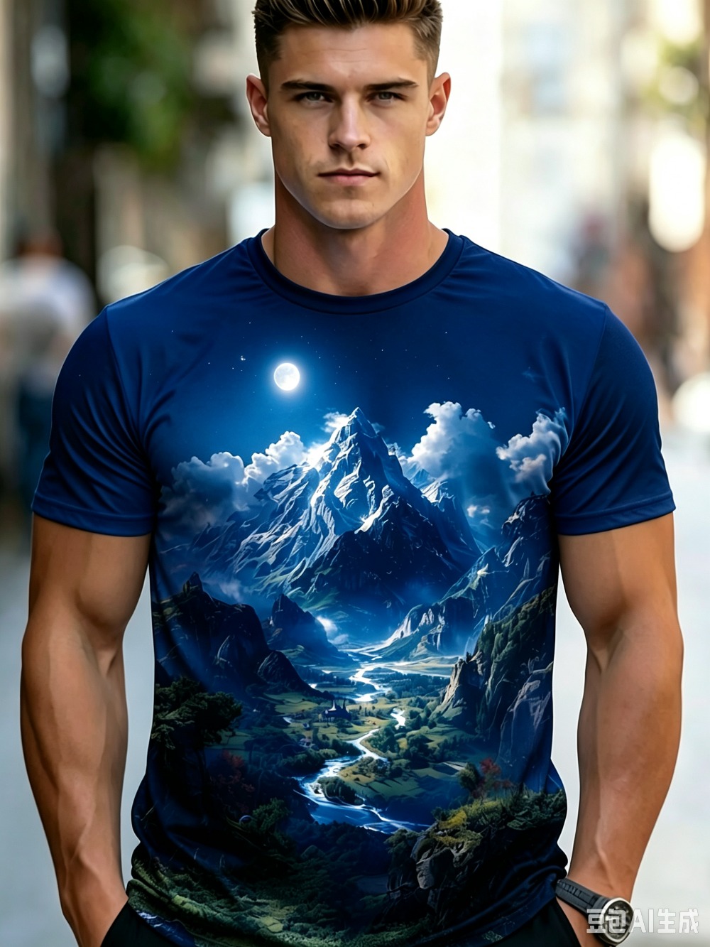 Men Mountain Scenery3D Print S - огляд і ціна Street Fashion Y2K