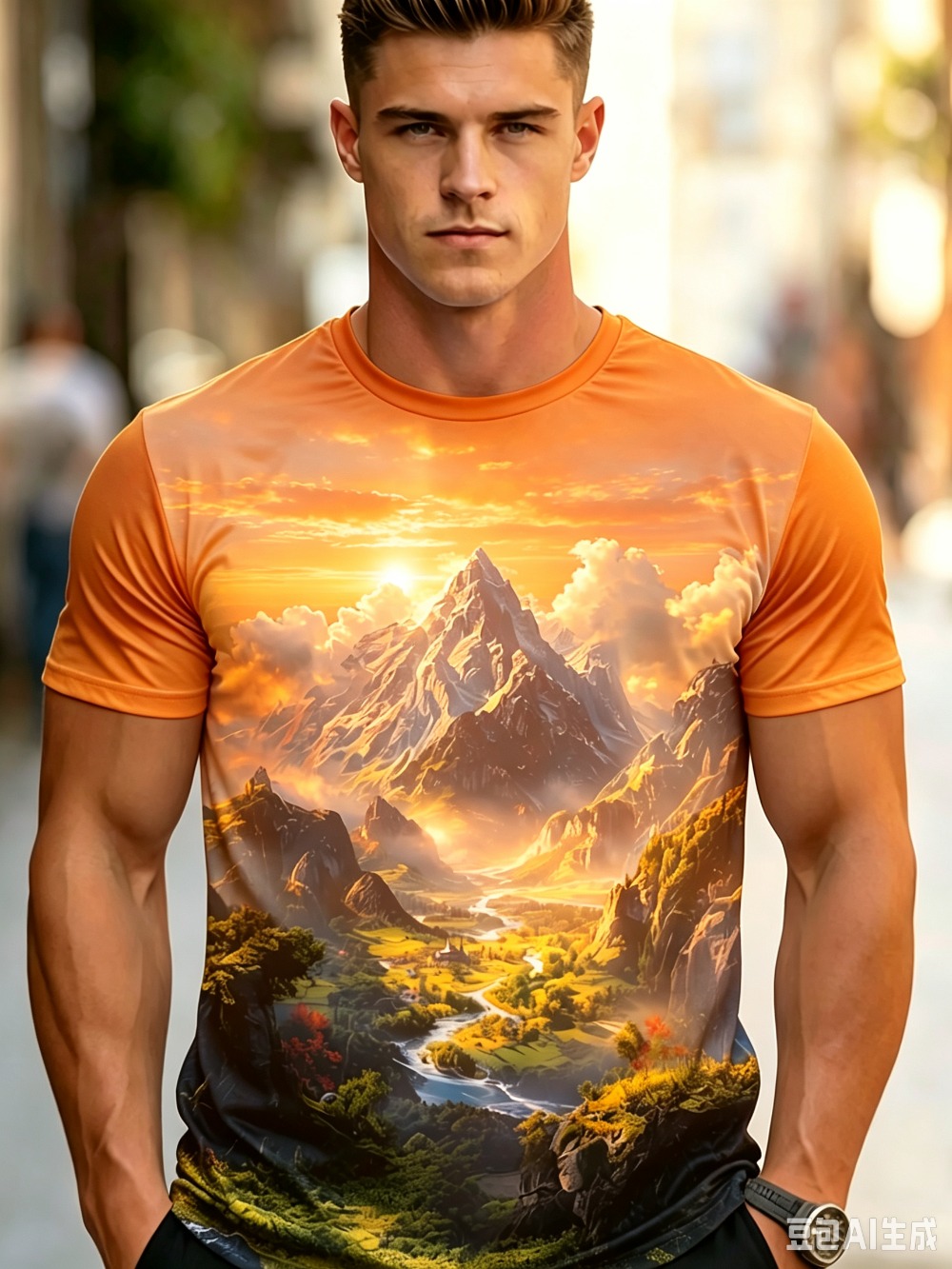 Men Mountain Scenery3D Print S - огляд і ціна Street Fashion Y2K